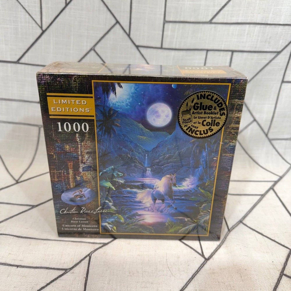 RoseArt Jigsaw Puzzle 1000 Piece Blue Christian Riese Lassen Unicorn of Monicero